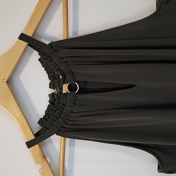 Michael Michael Kors Midi Dress in Olive with Gold Accents Ladies Size M - Picture 2 of 7